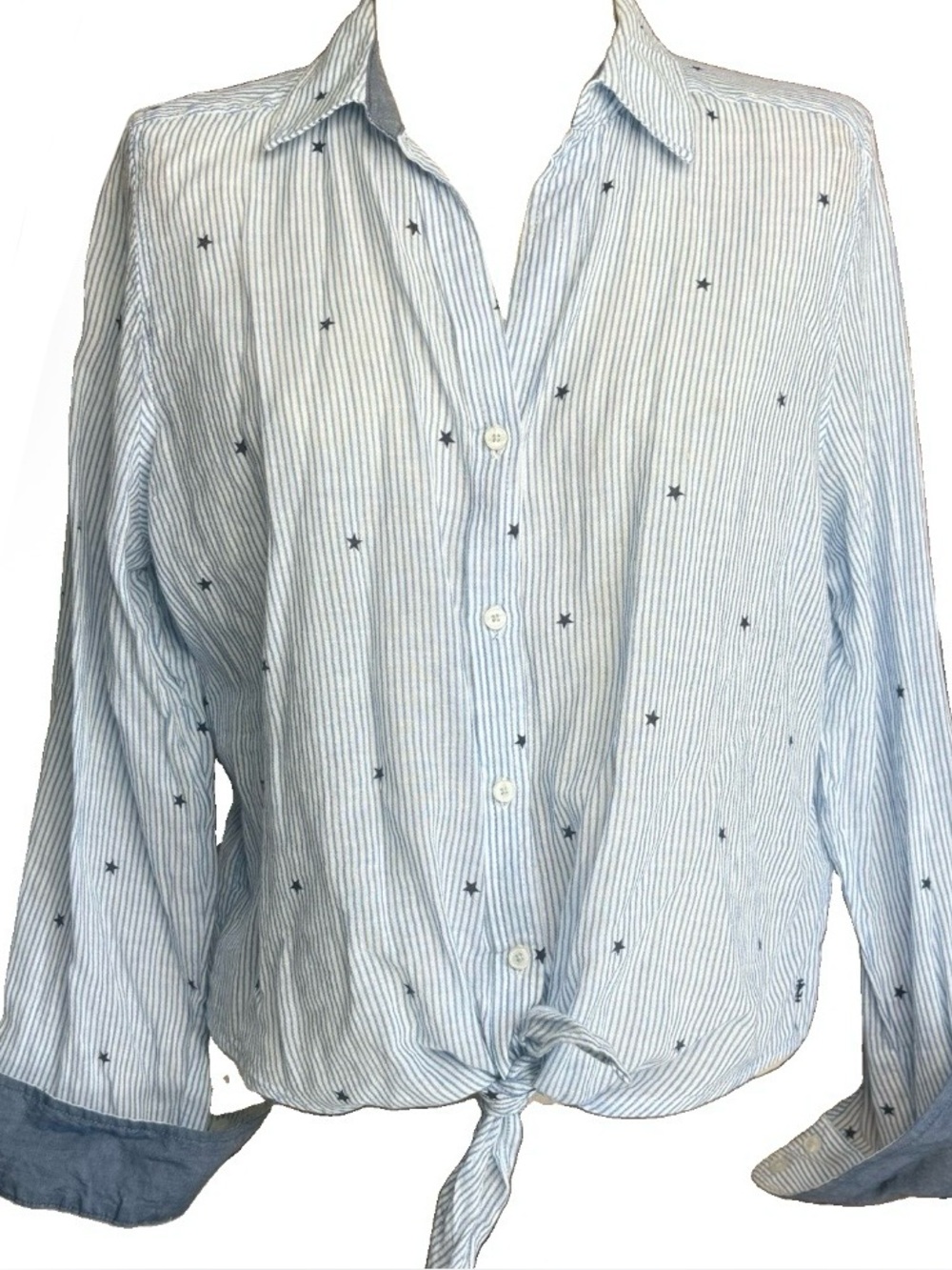 NWOT Izod Striped Star Tie Front Button Up Shirt